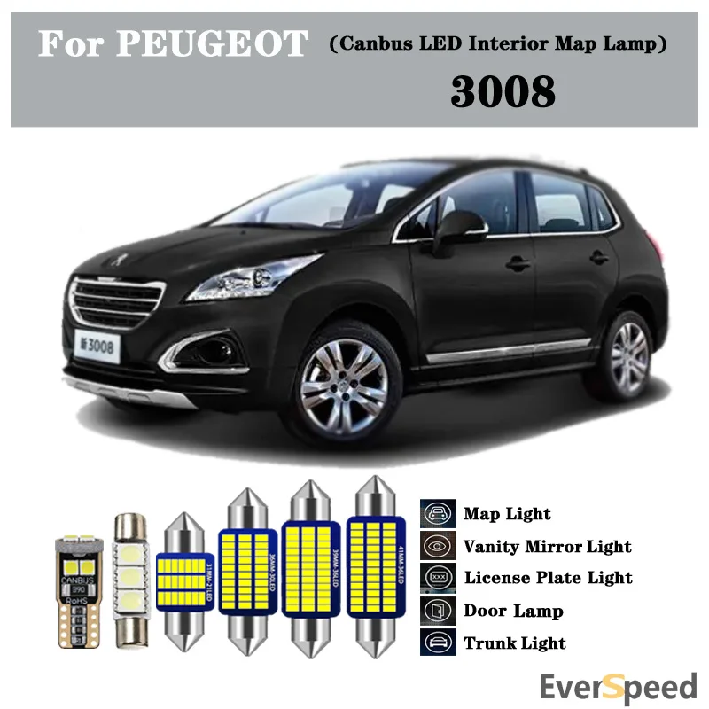 Everspeed Canbus LED interiérová mapa lampa pre osvetlenie dverí/dráhy v domácnosti PEUGEOT 3008