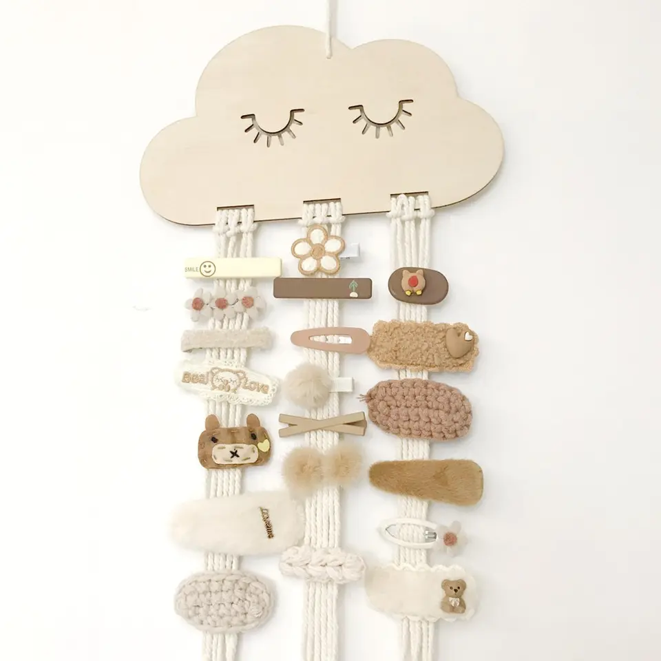 EW Nordic Style Solid Wood Cloud Style Doplnky Princess Hairpin Hair Band Storage Storage Pendant DIY príslušenstvo vrecko