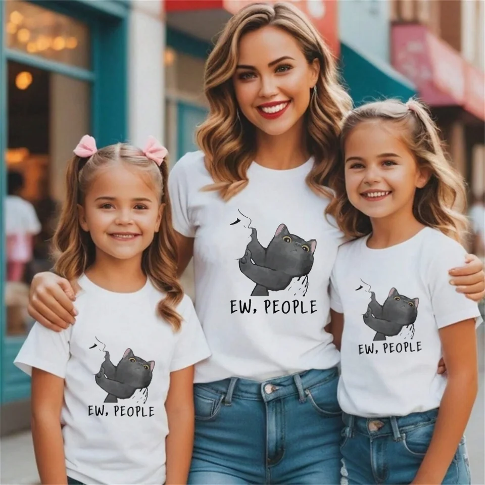 Ew People Summer Print Family T tričká s krátkym rukávom o ne-neck