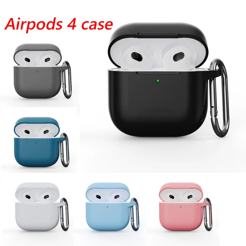 EW pre AirPods 4 （2024） Coque Solid Color Mäkká kvapalina Silikón Návrh Anti Drop Ochranná mäkká škrupina pre AirPods 4 Cover Funda