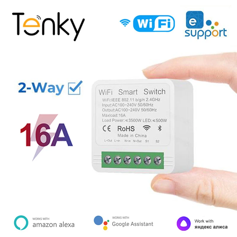 Ewelink 16a Mini WiFi Smart Switch Light Dvojcestný riadiaci modul Časovač bezdrôtového diaľkového ovládača Off Breaker pracuje s Alexa Google Home