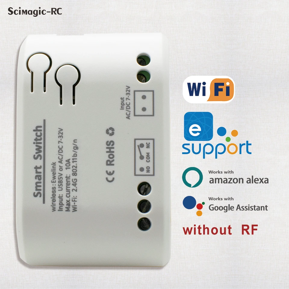 Ewelink WiFi Smart Module Relé Jog Self-Locking AC DC 12V 24V 110V 220V Svetlo prepínač pre Alexa Google Home