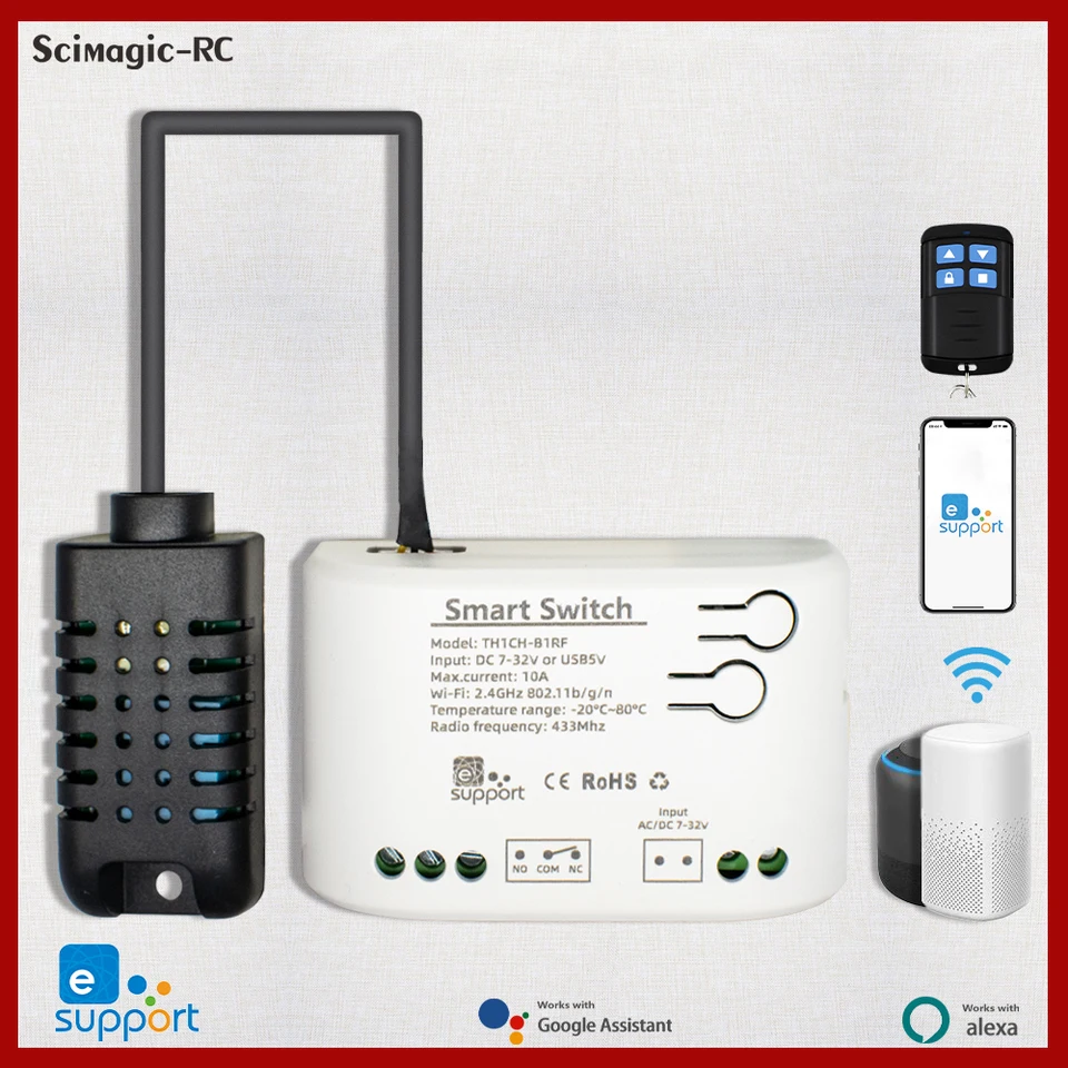 Ewelink WiFi Teplota a monitorovanie vlhkosti Termostat Senzor domáci automatizácia prepínače relé hlasové ovládanie Alexa Google Home