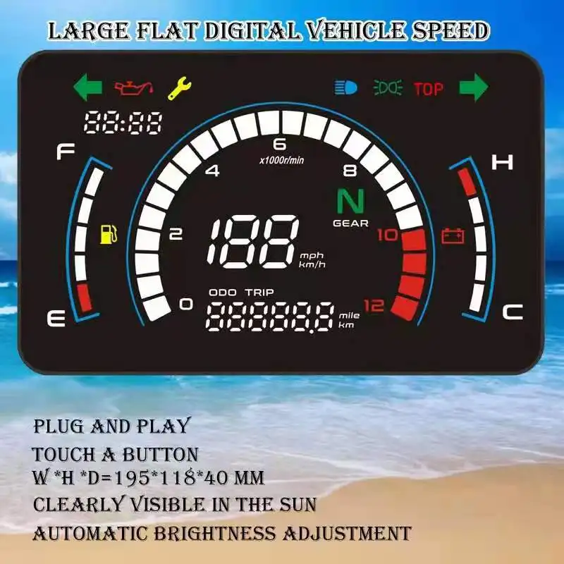 EX5 Motocykel digitálny rýchlomer motobike dashboard ležiak s držiakom Universal nastaviteľný