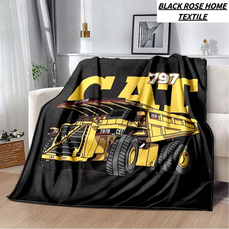 Excavator c-caterpillar mačka prikrývka Domáca vonkajšia kancelária Pohovka voľný čas poludnie spánok prikrývka flanel šál Softkrok darček