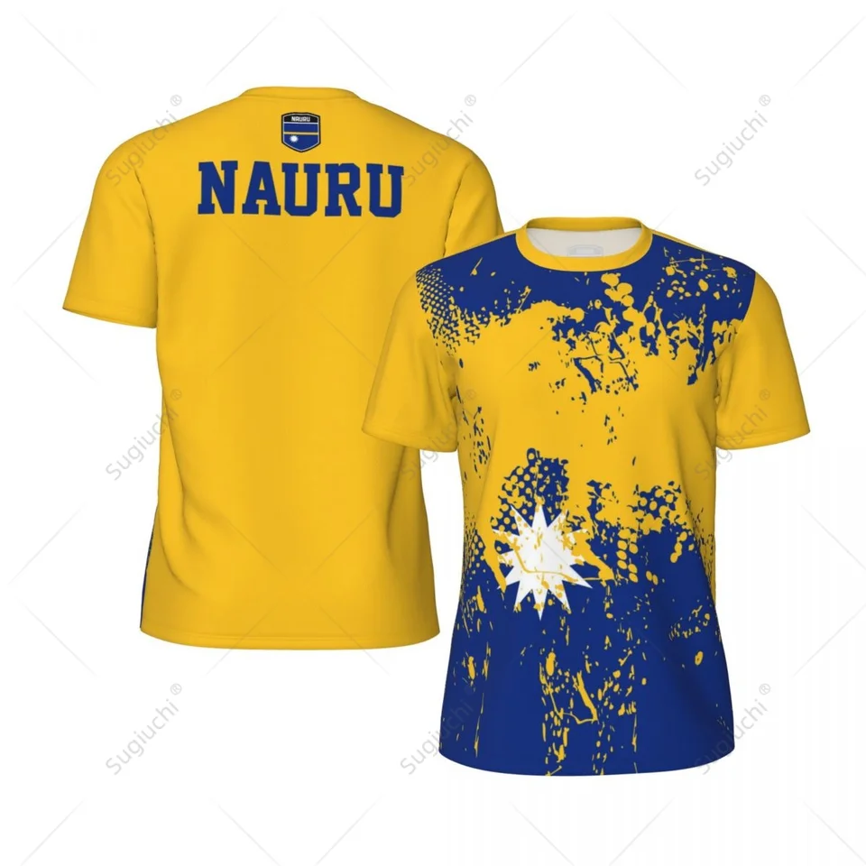 Exkluzívny dizajn Nauru Flag Grain 3D tlačená muži pre beh futbalového tenisu Fitness Športové tričko
