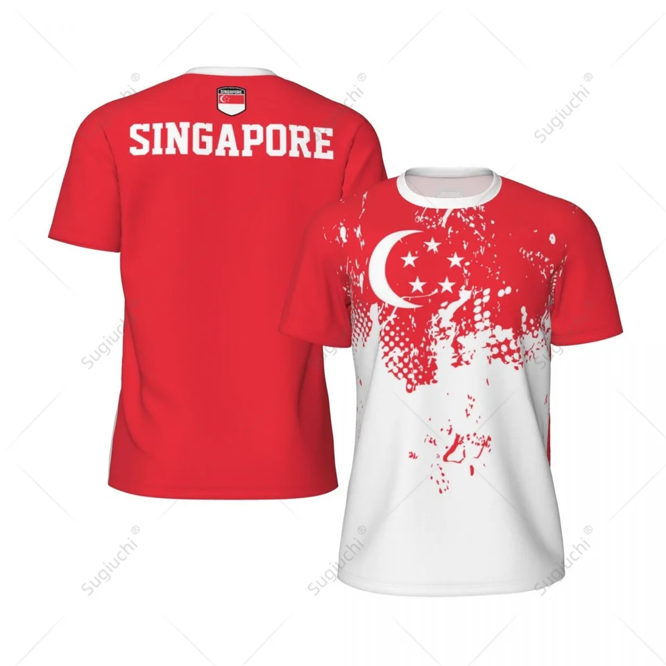 Exkluzívny dizajn Singapore Flag Grain 3D tlačená muži pre beh futbalového tenisu Fitness Sports Mesh Fanúšikovia krátke tričko