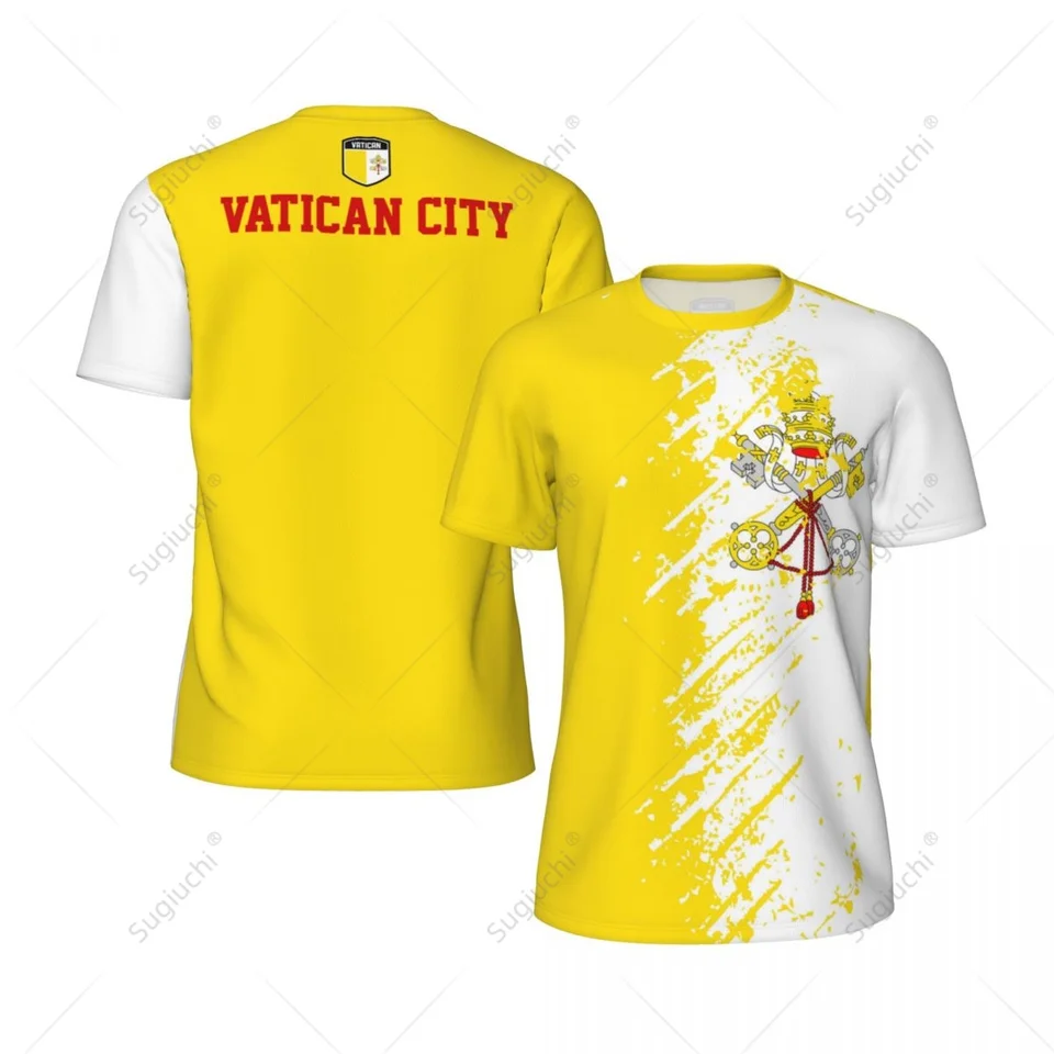Exkluzívny dizajn Vatikán City Flag Grain 3D tlačená muži pre beh futbalového tenisu Fitness Športové tričko sieťové tričko