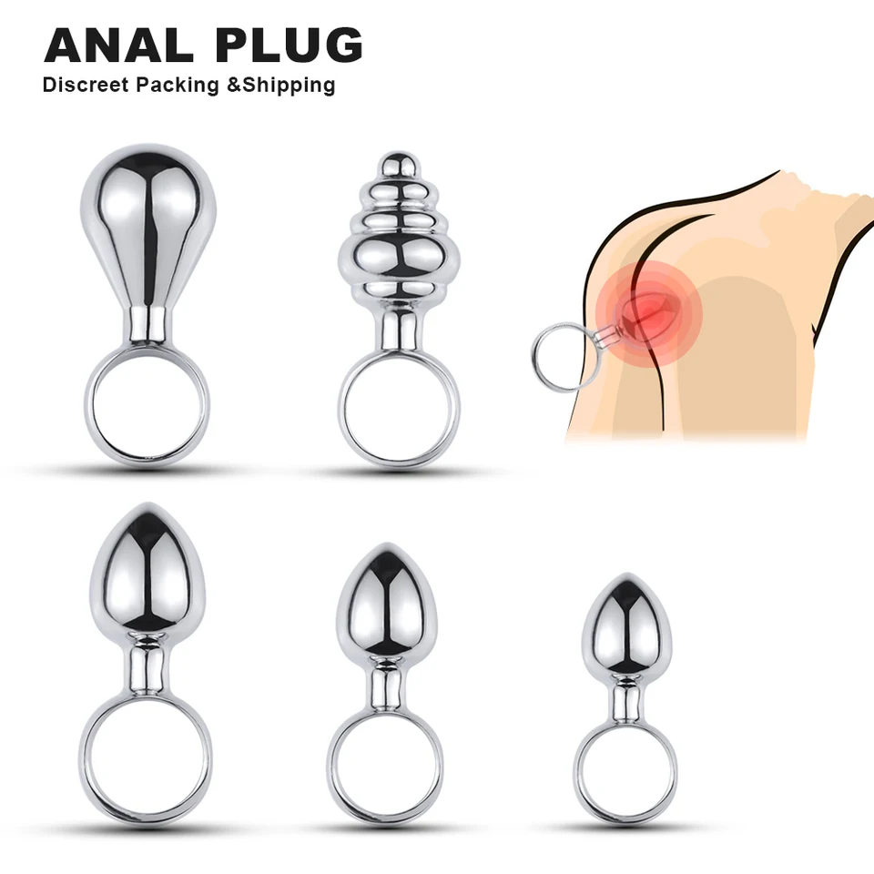 Exoid konečník Dilatátor kovová análna zástrčka Butplug Otvorené análne hračky pre ženu Pull Ring Pussy Pucs Pucka G Spot Massager Butt zástrčka