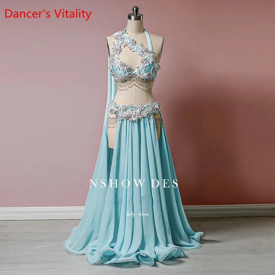 Exotické tanečné oblečenie Ženy Belly Dance Performance Oblek a šifónová sukňa prispôsobená detským dospelým orientálnou tankovou súťažou