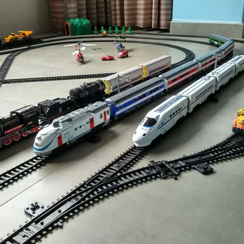 Expanzný balíček železničných tratí pre železničné kráľ klasické vlaky mestské vlaky Flexibilné stopy rovné zakrivené koľajnice Hračky na stavebné bloky