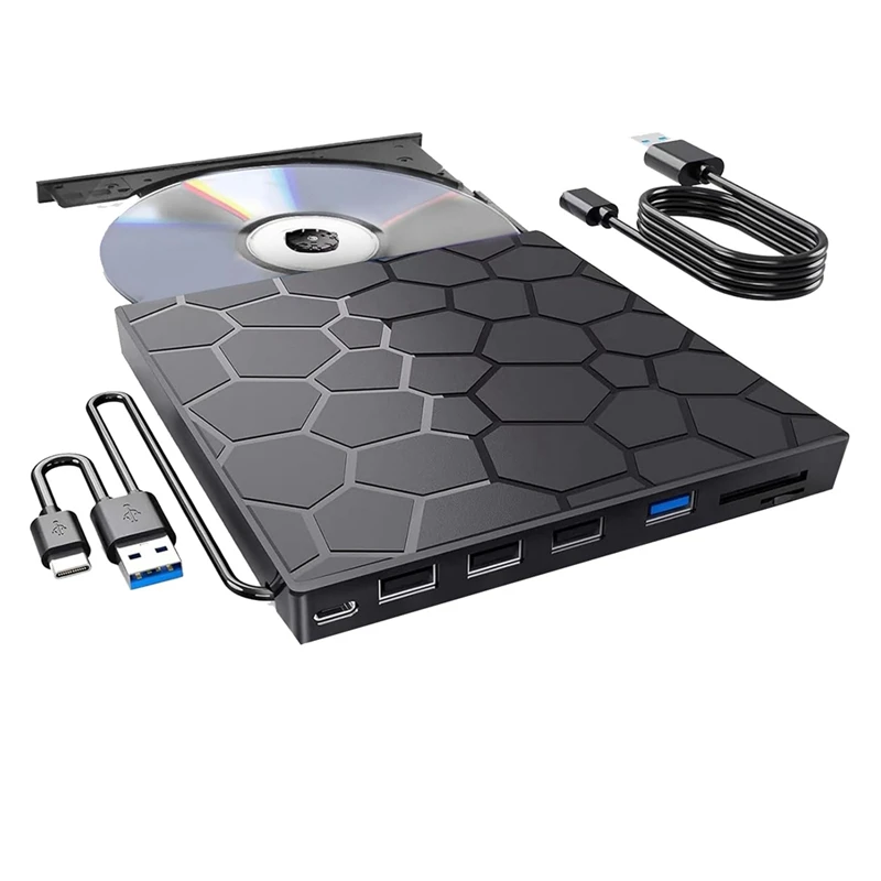 Externý prehrávač jednotky CD/DVD, 7 v 1 USB 3.0 CD/DVD-ROM +/- RW CD CD Burner pre Mac Desktop Mac, Windows 11/10/8/7 Linux