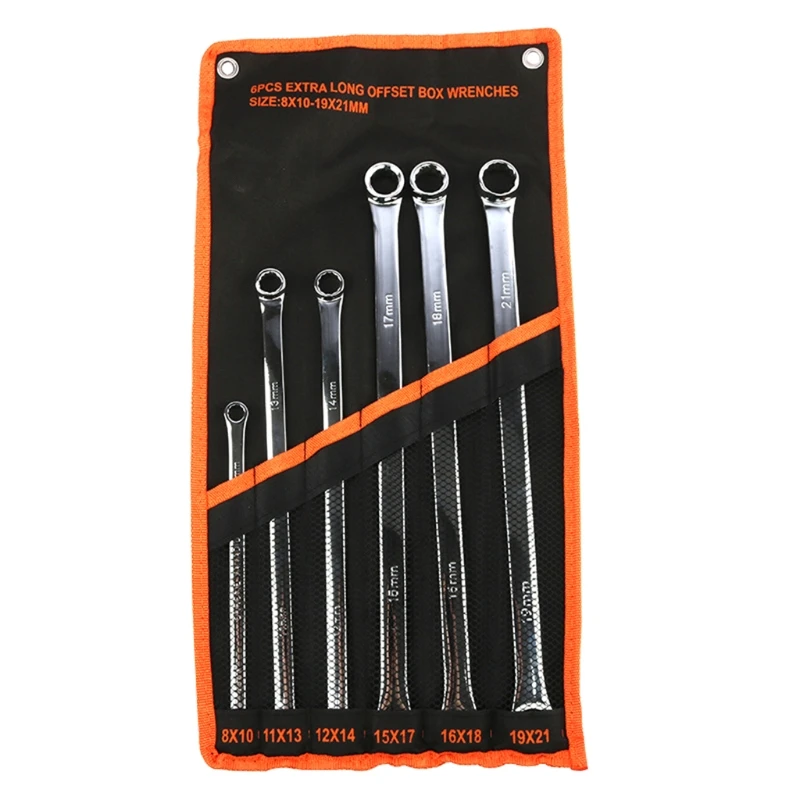 Extra dlhá krabica na koncový kľúč Sada 6 kusov dlhé celoživotné letectvo Spanner 8 mm - 19 mm kompatibilné s výstavbou výroby