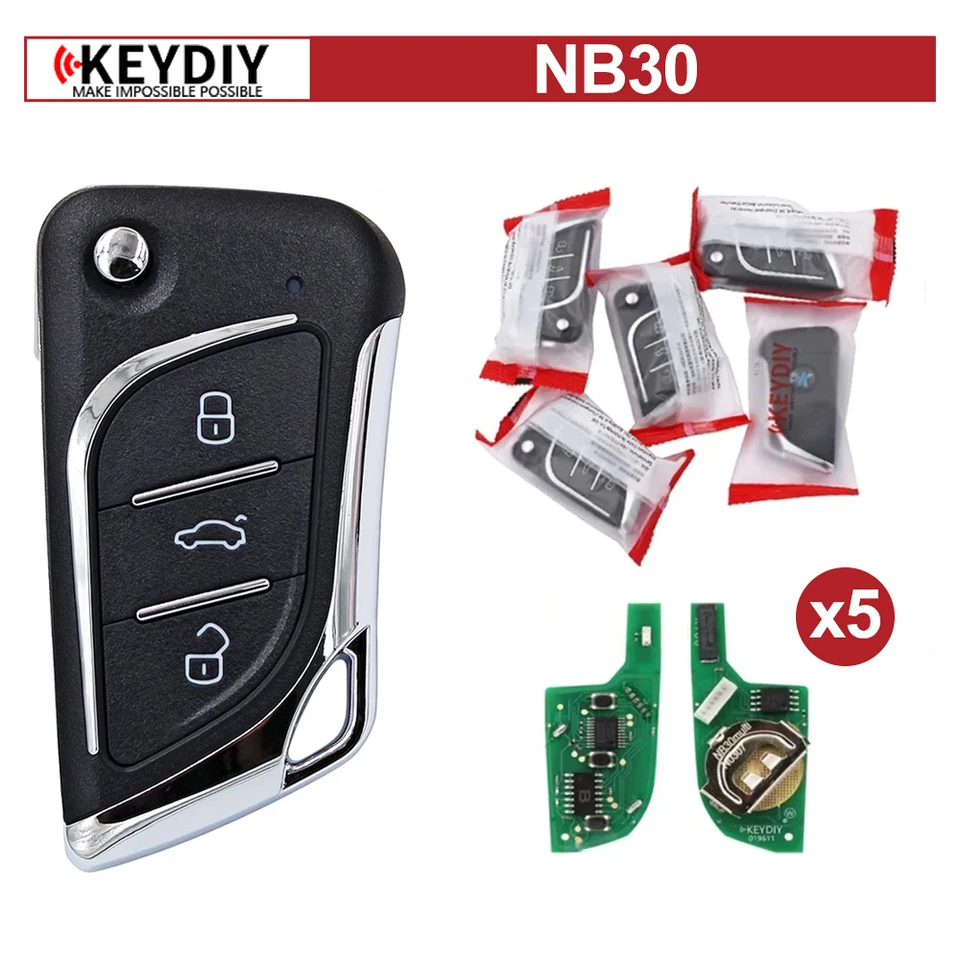 Eydiy Diaľkové auto Kľúč 3 tlačidlá NB30 Multifunkčný univerzálny kľúč diaľkového ovládača pre KD900 KD900+ URG200 KD-X2