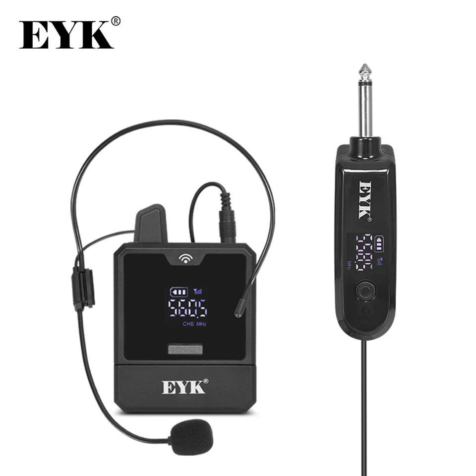 EYK EW101 Wireless Headset Mikrofón UHF Lavalier Mic System Nabíjateľný 50 metrov pre výučbu rozhovoru s rečovým rozhovorom Live Recording