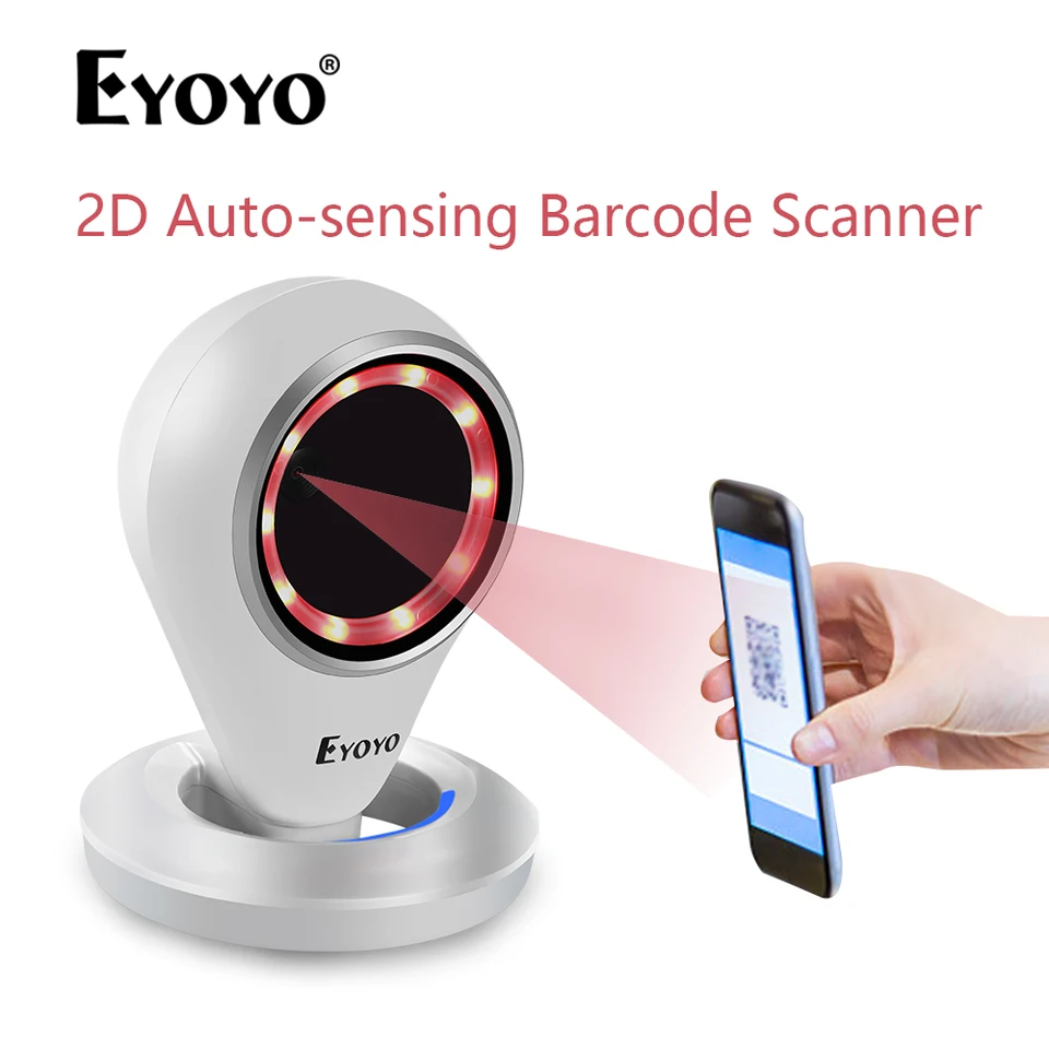 Eyoyo EY-6500 2D Desktop Omnirectional čiarový skener USB káblové ruky Free Platforma QR Scanner Zachytenie čiarových kódov z obrazovky