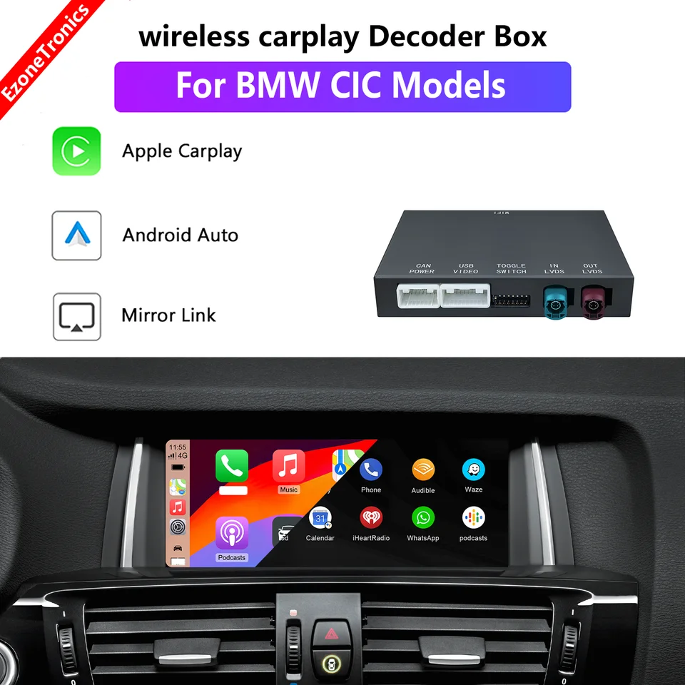 Ezontronics Wireless CarPlay Android Auto Equitict Kit Decoder Box pre BMW CIC 1 3 5 6 7 SEIRES X1 X3 X5 X6 Z4