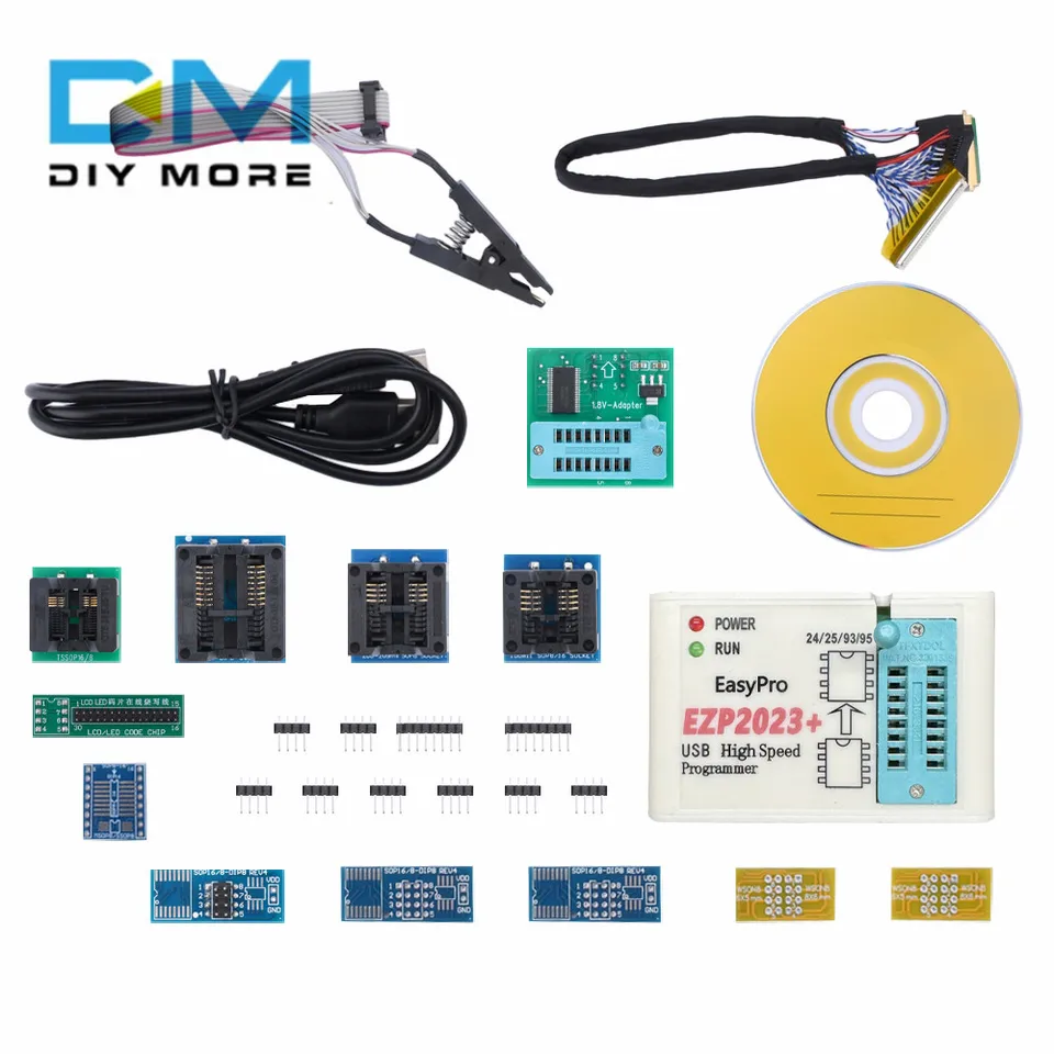 EZP2023+ vysokorýchlostný programátor SPI Flash programátor USB 2.0 s SOP8 SOP16-DIP8 SMD Adapter Support 25 SPI Flash 24 25 93 95 EEPROM čip