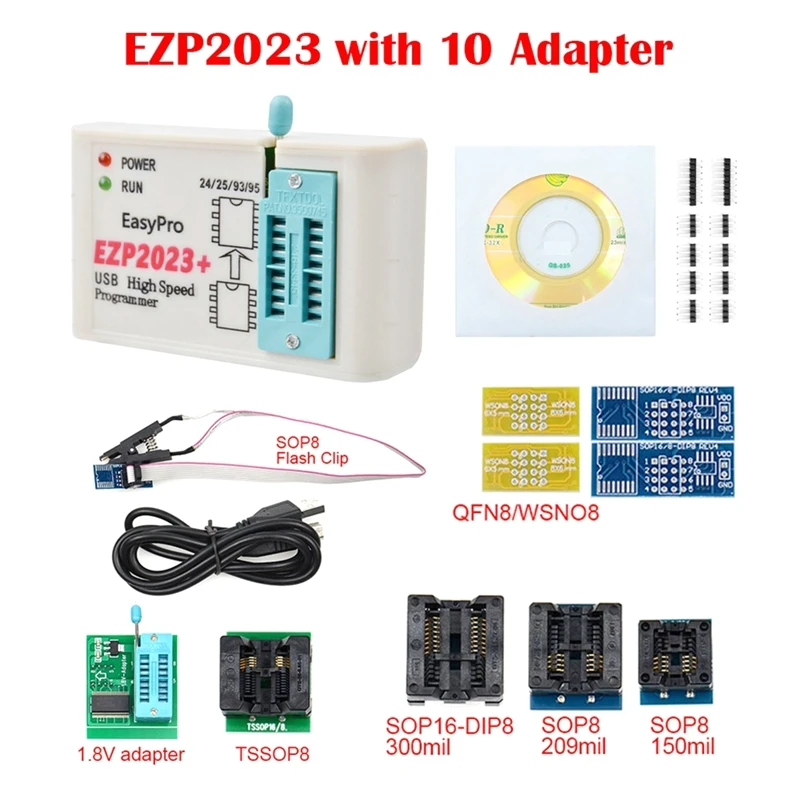 EZP2023+ vysokorýchlostný programátor SPI Flash Programátor EZP2023 USB Compiler Support 24/25/93/95 EEPROM 25 Flash BIOS čip