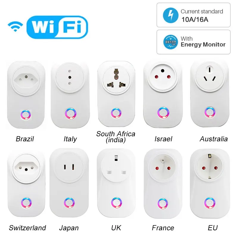 EÚ inteligentná zástrčka WiFi Socket Power Energy Meter 10a/16a Power Monitor Wattmeter Funkcia Wattmeter Watt meter