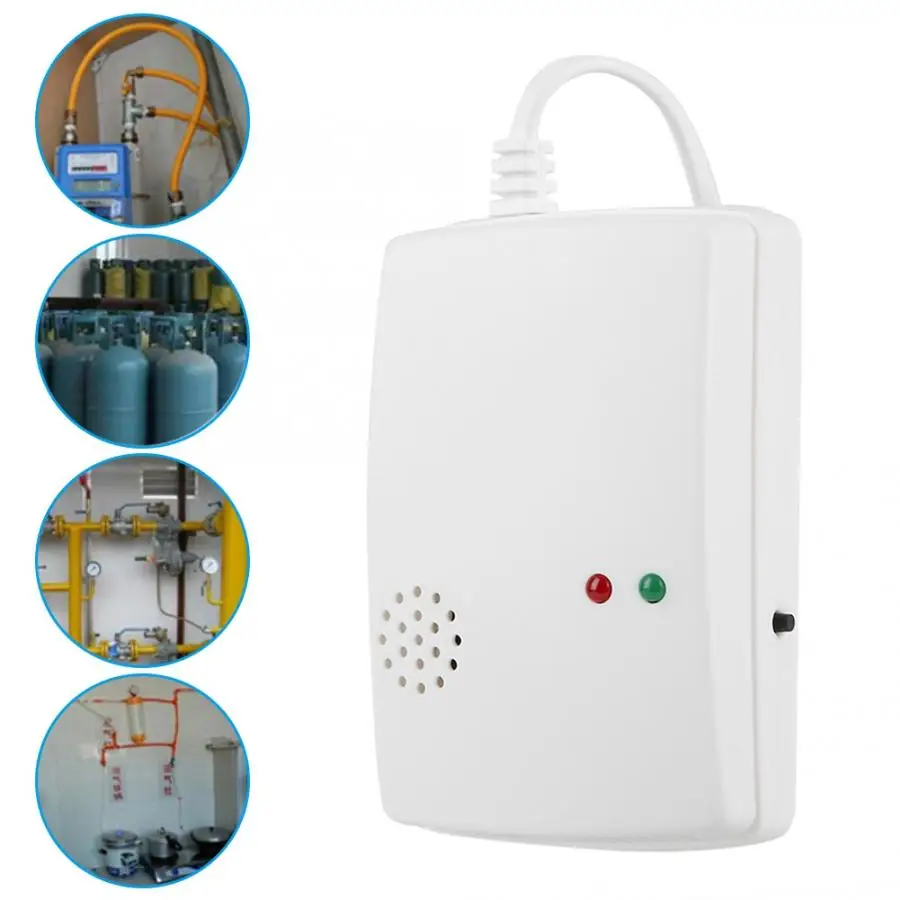 EÚ Plug Domov Alarm detektor úniku detektora úniku horľavého propánu Bután metán Na zemný plyn bezpečnostný výstražný výstraž