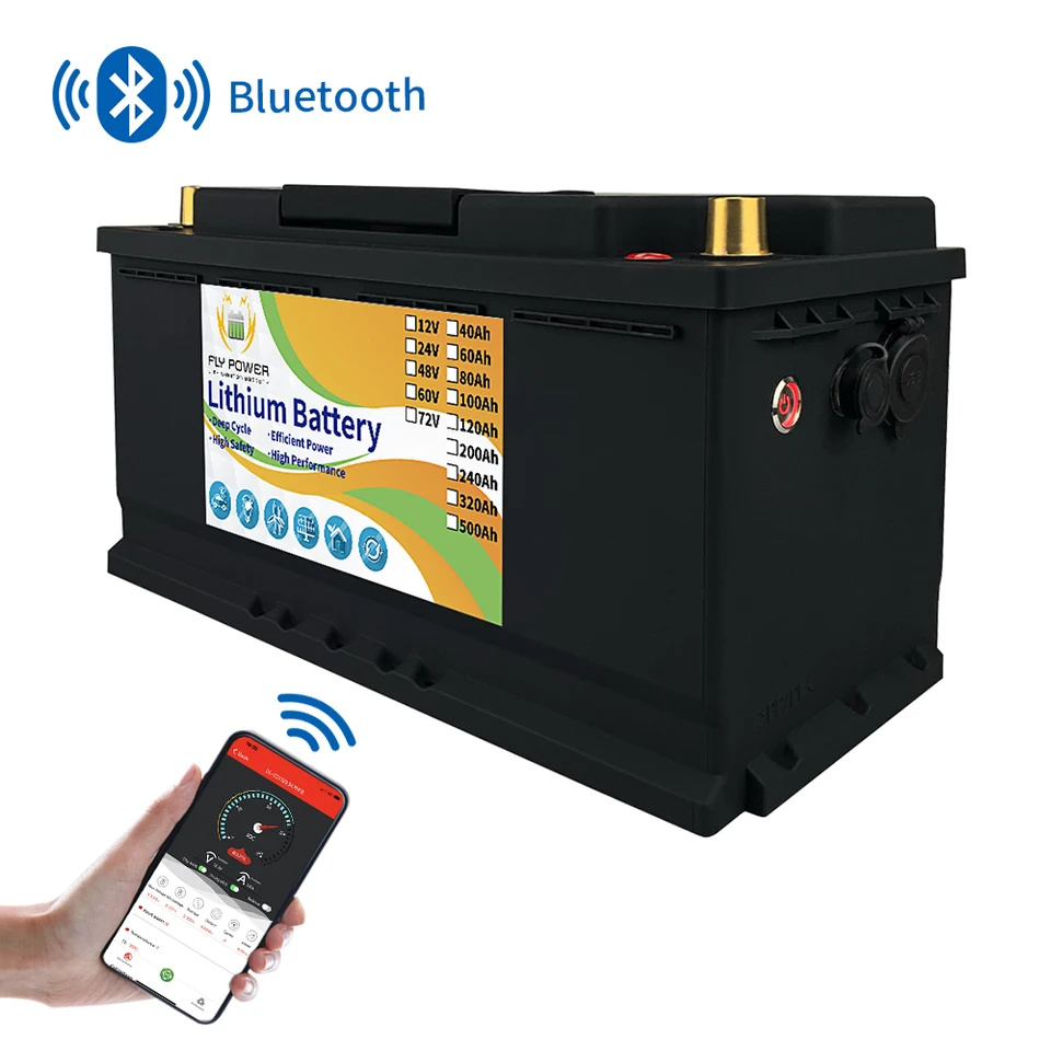 EÚ Stock 12V 100AH ​​200AH 24V 100AH ​​LIFEPO4 batéria s batériou fosforečnanu Bluetooth Littium Iron Fosfore