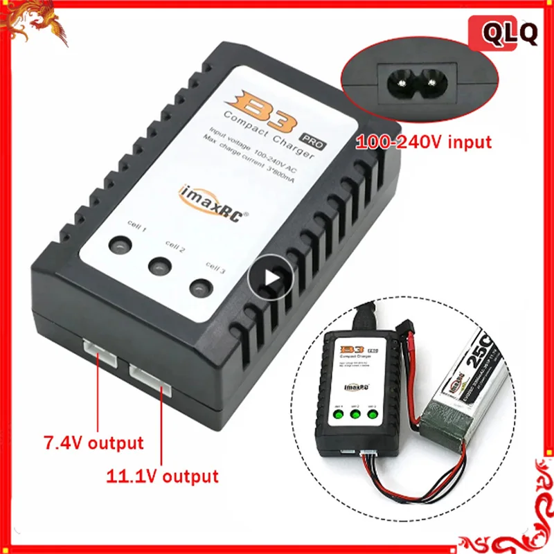 EÚ/US Plug B3 Balanced Battery Charger pre B3PRO Compact 2S 3S Lipo Litium Dorming Dorming nabíjačka pre RC Helikoptér
