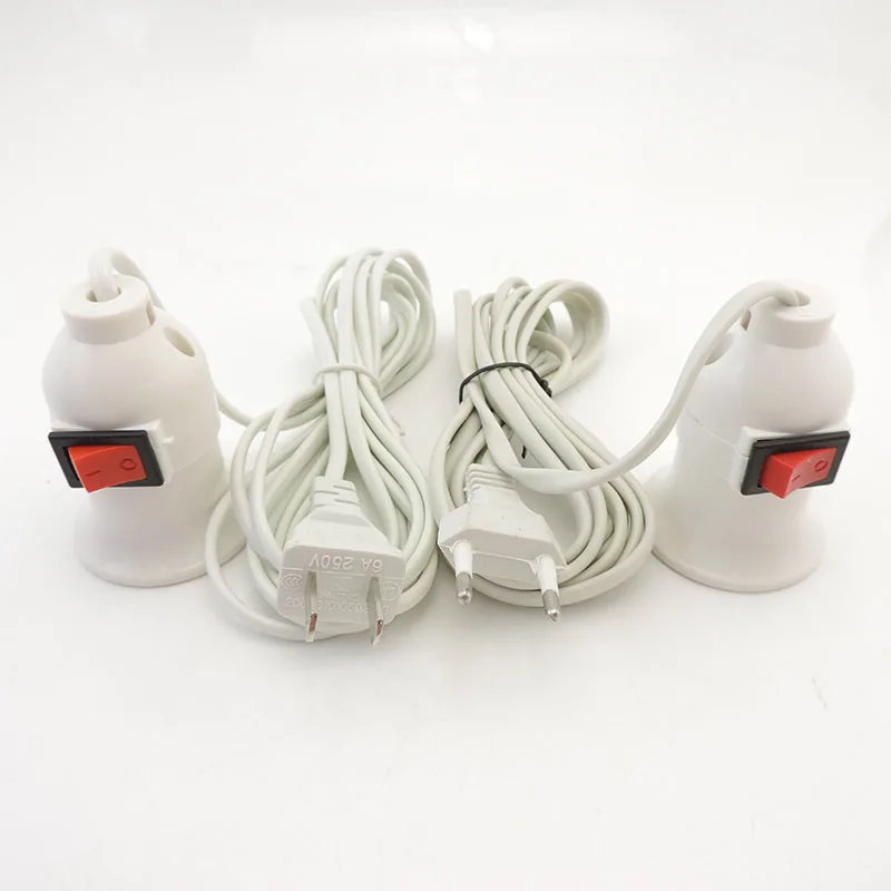 EÚ US Plug napájací kábel Kábel E27 LED žiarovka Žiarovka Základne Zásuvka na zavesenie držiaka na zavesenie drôtu pre predĺženie vodiča pre prívesok