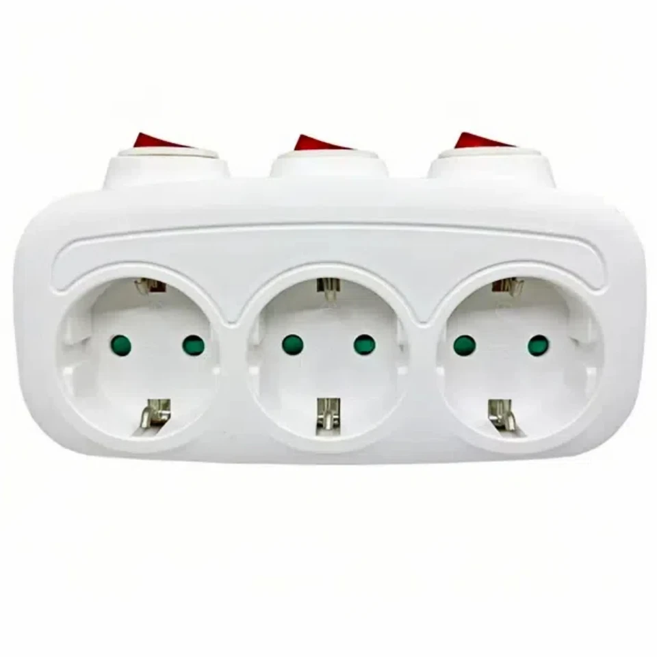 EÚ viackontaktný zásuvkový pásový pás s prepínačom ON/OFF 3 AC Power Sockets Ruský španielsky výkonový konvertorový predlžovací adaptér