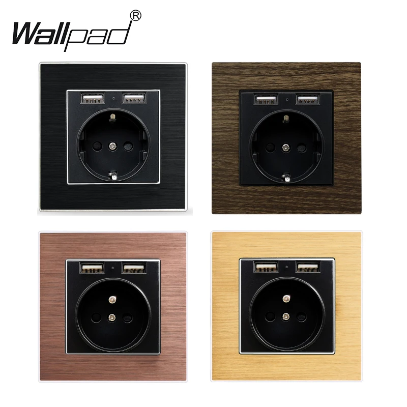 EÚ Wall USB Power Socket Spálňa Spálňa AC Smart Home Metal Rám110v-250v 16A stena vložená dvojitá francúzska eu štandardná výstup