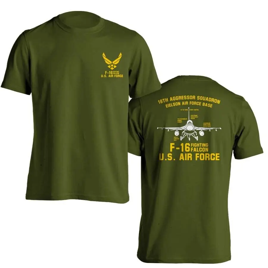 F-16 Bojový Falcon 18. letka US Air Force Men Tričko s krátkym rukávom Príležitostné bavlnené letné tričká