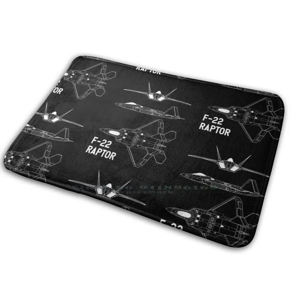 F 22 Raptor White Mat Koberca Koberec Anti - Slip Spálňa vstupné dvere rohožky lietadlá