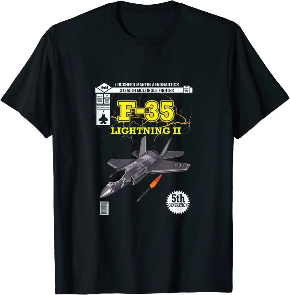 F-35 Lightning II 5. Gen Stealth Jet Fighter Men Tričko s krátkym rukávom Príležitostné 100% bavlnené letné tričko