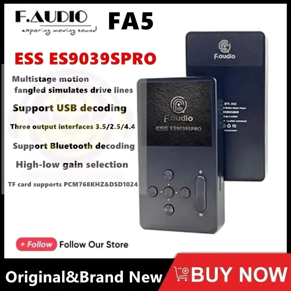 F.Audio FA5 Player USB Dekódovanie HIFI DSD Bluetooth ES9039 PRO Chip DAC Balanced MP3 Player MP3