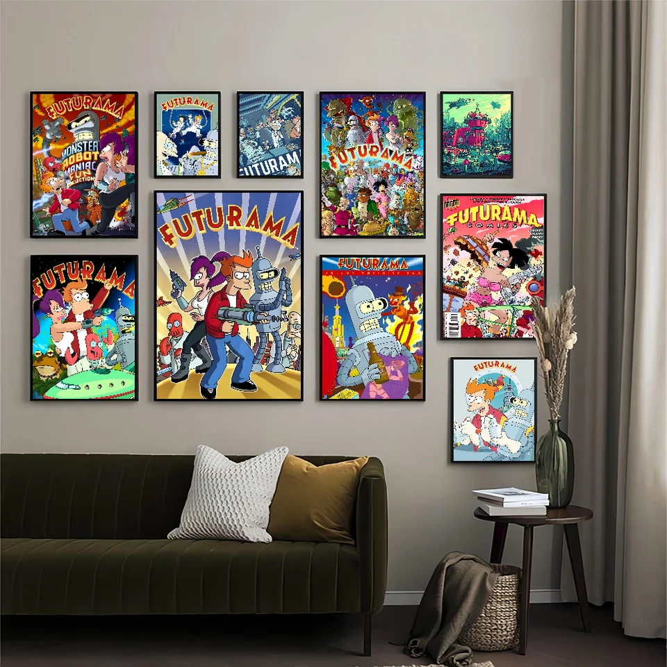 F-Futurama B-Bender Anime Anime plagáty lepivé dekorácie maľba nástenná umenie biely kraft papierová stena dekor