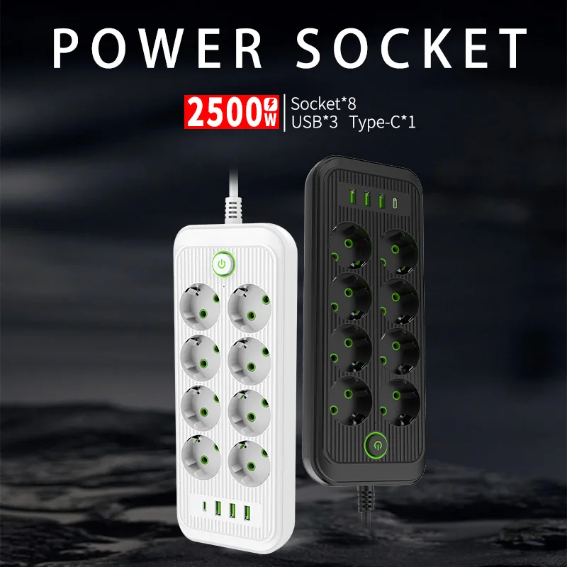 F09 F16U F20U EU zástrčka striedavého výstupu Smart Power Strip Multiprízový predlžovací kábel Elektrický sieťový filter siete USB Typ C