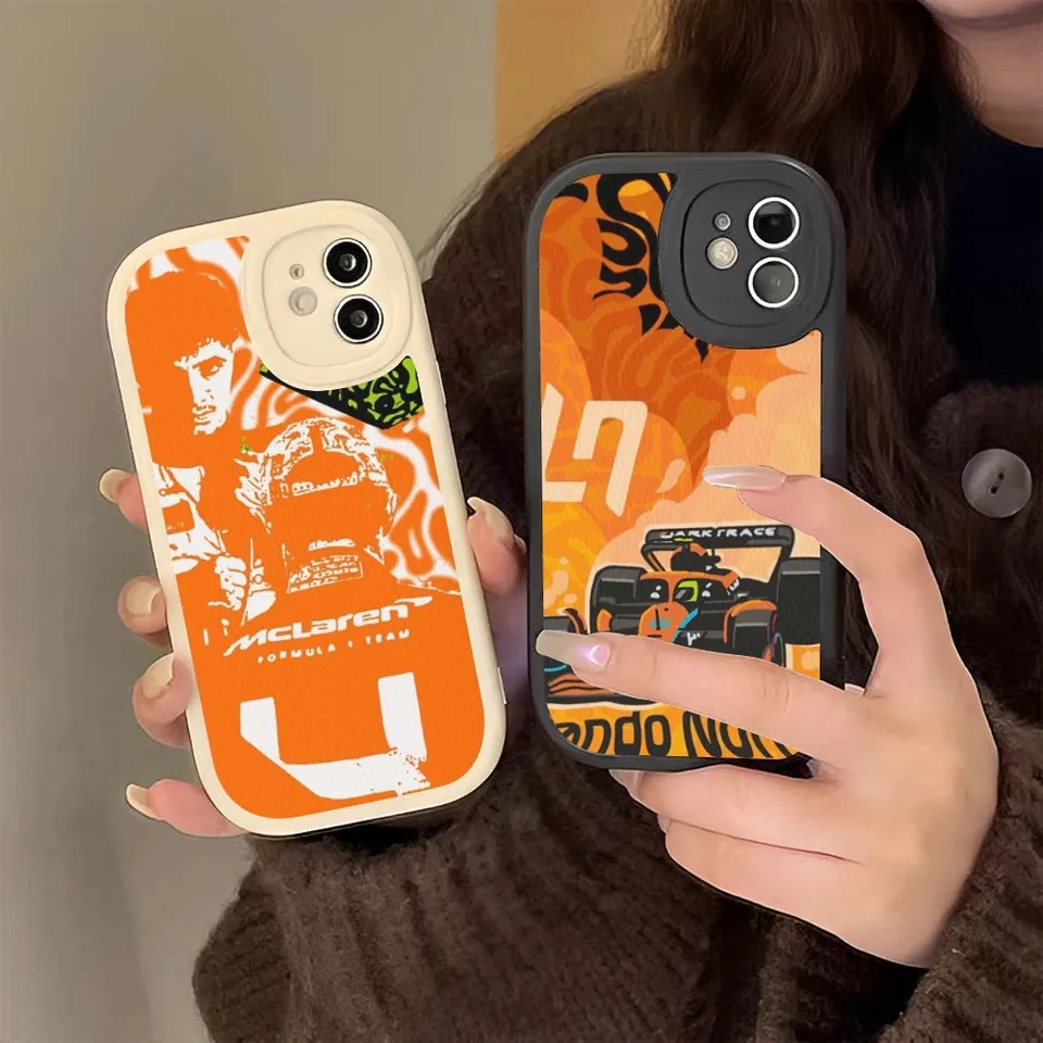 F1 Formula 1 L-Lando Norris Hard Leather pre iPhone 16 15 14 13 12 Mini 11 14 Pro Max xs x xr 7 8 plus fond