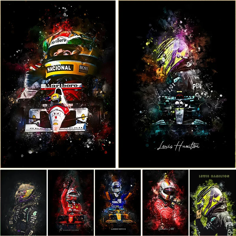 F1 Formula 1 Racer Legenda Lewis Hamilton Plagát maľba maľba akvarelu estetické nástenné umenie pre obývaciu izbu Domáca dekorácia