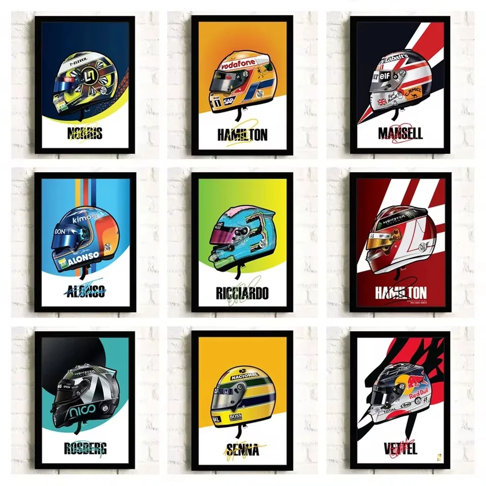 F1 Racer Helmet Platter Formula F1 Grand Prix McLaren Car Motorsport Canvas maľba nástenné umenie pre obývaciu spálňu