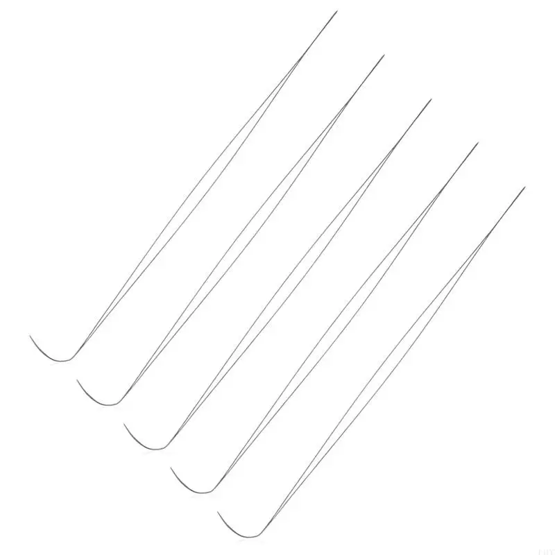 F1cc 5ks Big Eye Zakrivené korálkové ihly z nehrdzavejúcej ocele Šijacie ihly DIY korálky Spinner Pinner Needles Craft Tools Tools