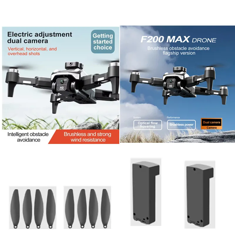 F200 Brushless RC Drone 3,7 V 1800 mAh batéria/vrtuľ F200 Dron Battery F200 Pro Drone Batrades Blades F200 Hračky na batériu Drone Battery Hračky