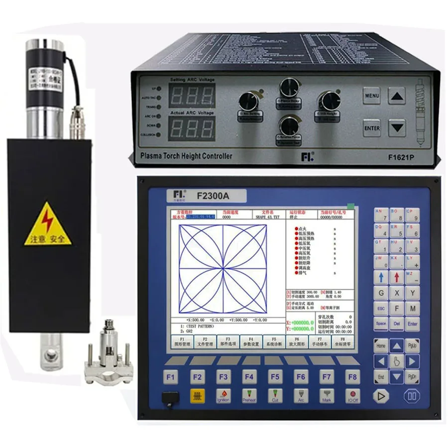F2300A 2-os CNC CONDORLER+F1621 Výška nastavovača+THC Zdvíhacie telo JYKB-100-DC24V Plazmový strihový stroj na plazmové zariadenie