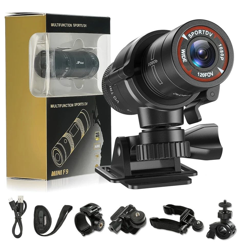 F9 Action Camera 1080p Full HD Bike Motorcycle Helma Fotoaparát vonkajšia nepremokavá športová akcia Vide Video rekordér bicykel automobil DVR