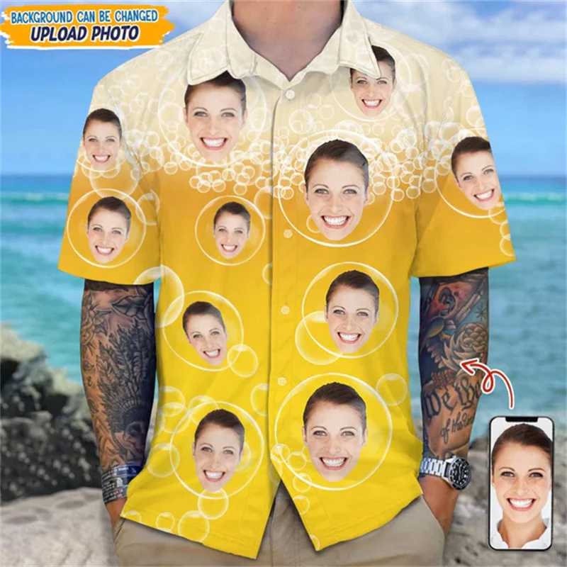 Face Photo Pire Tirls for Men Clothing Custom 3D Print Hawaii Beach Tirla