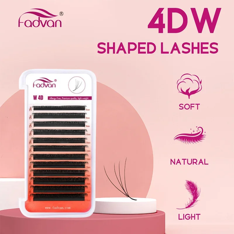Fadvan 4D WC/D/M Curl v tvare rias predlžovania predĺženia Volume Volume Fans Mink Mink Mink ľahké zdobiť prírodné falošné mihalnice