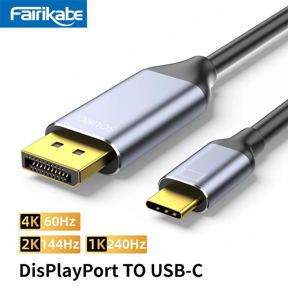 Fairikabe DisplayPort na USB C kábel 6 stôp 4K@60 Hz DP Typ C -Adaptéra pre monitorový projektor Jednosmerný muž pre mužov