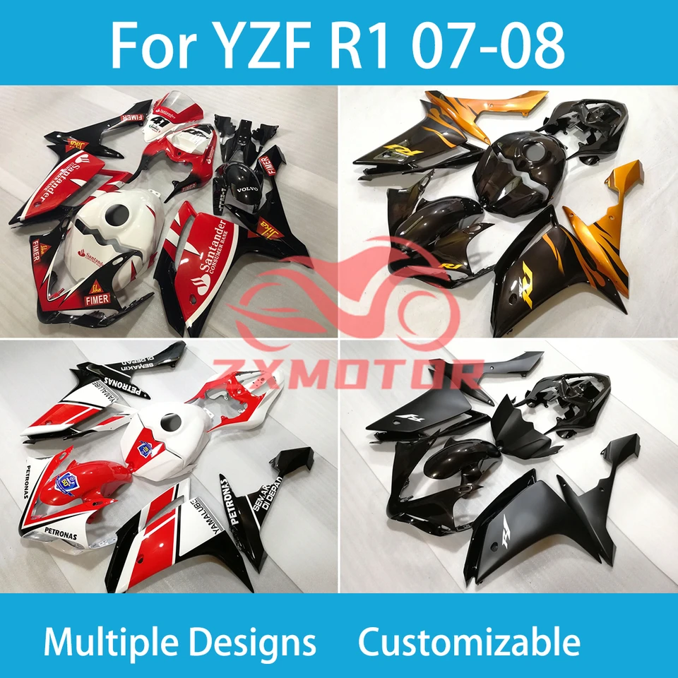 Fairing Kit pre Yamaha YZF R 1 07 08 Motocyklové príslušenstvo 100% Vstrekovacie kapoty pokrývajú súpravy dielov R1 2007 2008