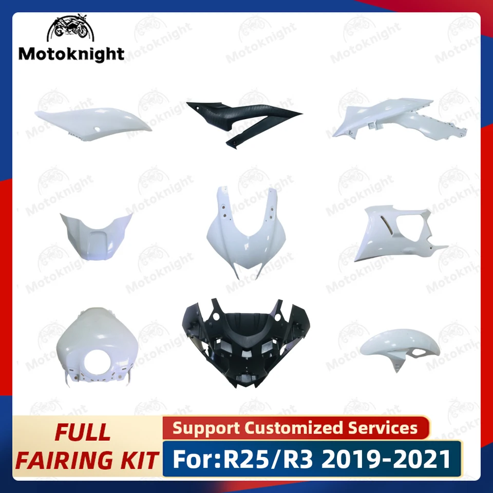 Fairingová súprava vhodná pre Yamaha YZF R25 R3 2019 2020 2021 Plne set Motocyklové kapotáže nenatreté súpravy karosérie New Abs Plastic