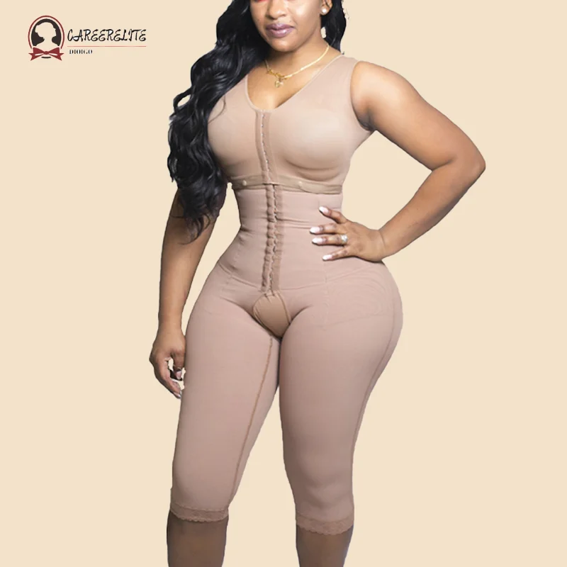 Fajas Kolumbijania Shapewear Bodysuits Brutko ovládanie nastaviteľného háčika a predného uzáveru Hoad High Compression Dĺžka kolena nohavice