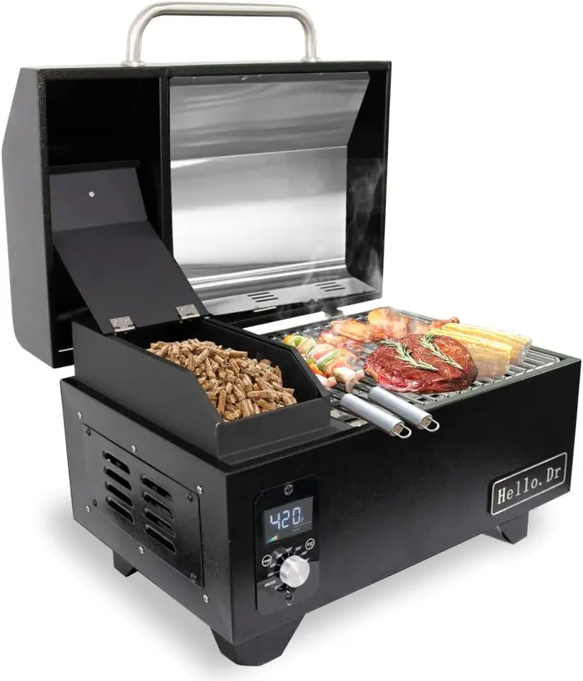 Fajčiar na pelety, elektrický fajčiar v stole 8 v 1 pre kempingové kempingy RV Cooking BBQ, vonkajšie grily a